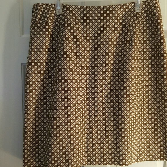 Talbots Basket Weave Brown Print Skirt size 14 EUC - Picture 2 of 7
